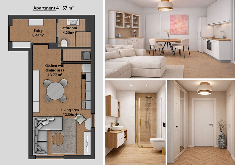 Demo projects for a one-room apartment - Project 2 