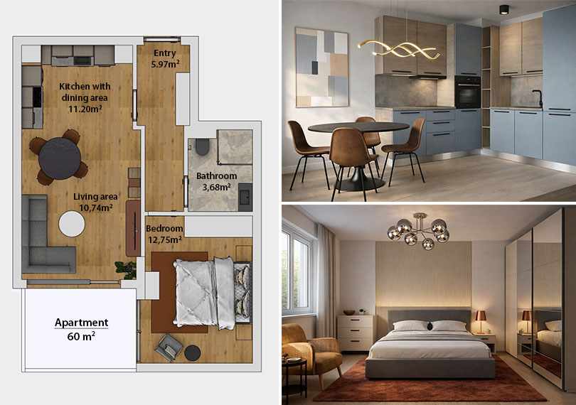 Demo projects for a two-room apartment - Project 2