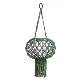 MACRAME GREEN HANGING LANTERN H70
