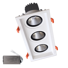 Triple LED spot light 3X15W 230V 3000K WH+emergency kit
