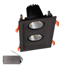 Double LED spot light 2X30W 230V 4000K BL+emergency kit