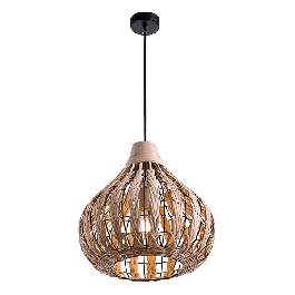 WOODY-D PENDANT 1XE27 BLACK /RATTAN