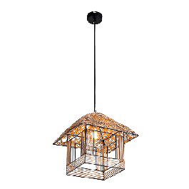 WOODY-H PENDANT 1XE27 BLACK /RATTAN
