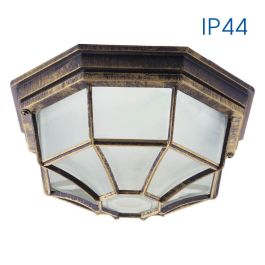 V CEILING LIGHT BERLIN 1xE27 IP44 ANTIQUE BRASS