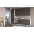 Straight kitchen LINE, 300 cm, dark grey fronts, worktop and wall panel - cement
