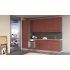 Straight kitchen LINE, 300 cm, rusty red fronts, worktop - cadiz oak, wall panel - anthracite