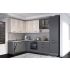 Corner kitchen VANIA, 187x320 cm, anthracite and cashmere fronts, worktop and wall panel - cement