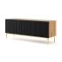 TV Stand Ravenna B 150 3D milled foiled MDF, artisan oak/black mat/gold