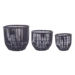 Set of 3 candle holders KENZIE 16x16/20x18/24x22 cm. black thumbnail