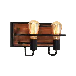 SILVIA Wall lamp 2xE27 black/wood thumbnail