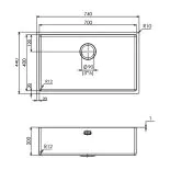 Kitchen sink MAKI ST-R 74-00 740 440mm inox thumbnail