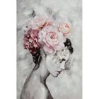 Acrylic painting Beauty with pretty flowers 80x120cm