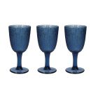 DAVOR - SET 3 GOBLETS GLASS BLU