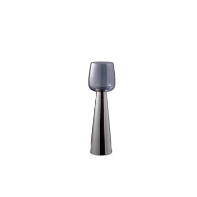 Bizzotto Mythri Smoke Silver Glass Candle Holder H30cm