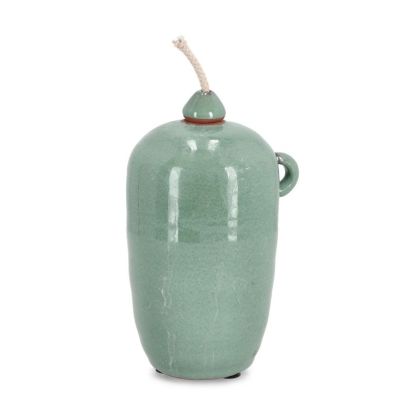 ESMA GREEN VASE W-WICK H18,5