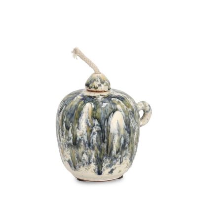 ESMA MEL GR BL VASE W-WICK H11,5