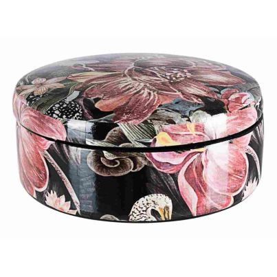 PINK FLOWER PORC BOX W-LID D19