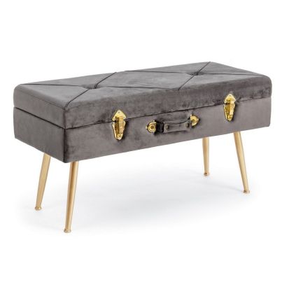 POLINA GREY STORAGE BENCH