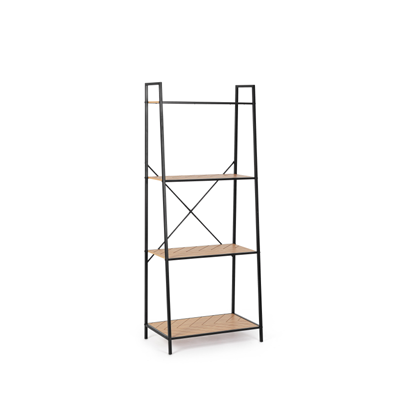 Bizzotto Haldor Black-Natural Bookcase 4 Shelves 60.5x150H cm