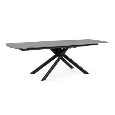 Extendable dining table Joakim, 160-240x90 cm, Grey, marble effect