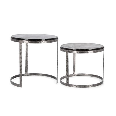 Side coffee tables 2 pcs. ZAYLA 46x45 cm./39x36 cm. nickle