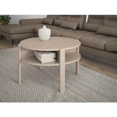 Round coffee table with shelf 75x75 cm TWO, Sand