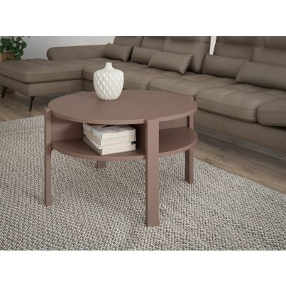 Round coffee table with shelf 75x75 cm TWO, Terakota 