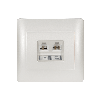 RHYME RJ11+RJ45 КОНТАКТ БЯЛ МЕТАЛИК