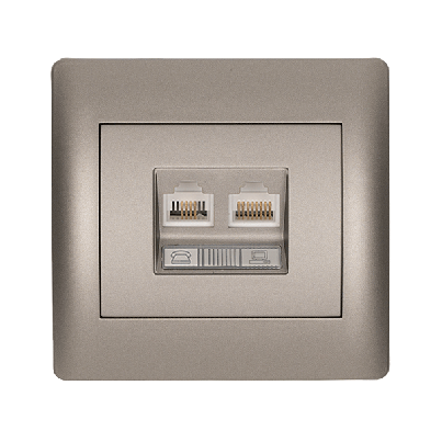 RHYME RJ11+RJ45 КОНТАКТ СИВ МЕТАЛИК
