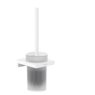 HG Toilet Brush Holder with Glass Insert, Addstoris, White