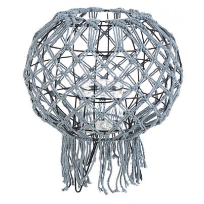 MACRAME GREY LANTERN H38