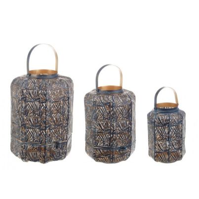 SET3 KAYLIE BLUE-GOLD FAT LANTERN