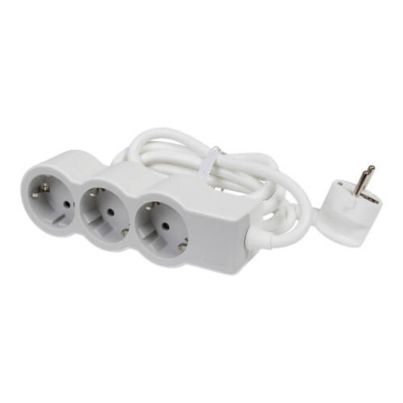 Multiplug LEGRAND, 3×2P+E, with 3 m cable, white