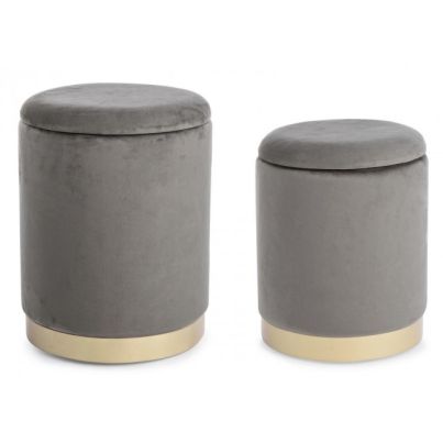 POLINA GREY SET2 STORAGE POUF