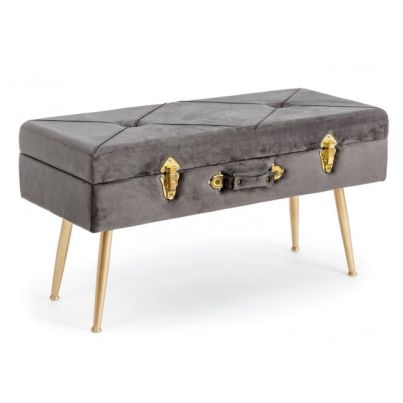 POLINA GREY STORAGE BENCH