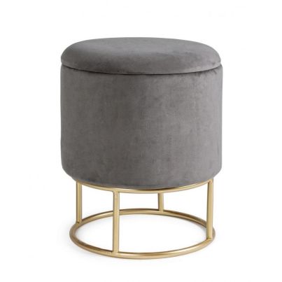 POLINA GREY OPAL ROUND STORAGE STOOL