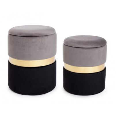 POLINA GREY-BLACK SET2 POUF W-CONT.