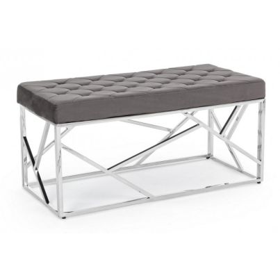 RAYAN GREY VELVET BENCH 97X44