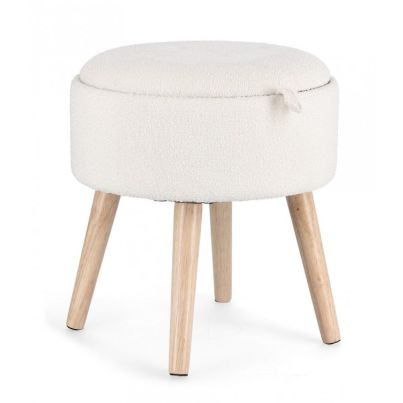 ZOYA WHITE STORAGE STOOL W-TRAY