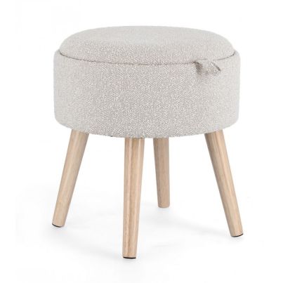 ZOYA LIGHT GREY STORAGE STOOL W-TRAY