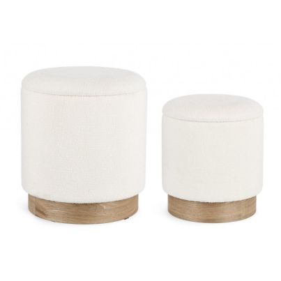 ZOYA SET2  WHITE STORAGE POUF