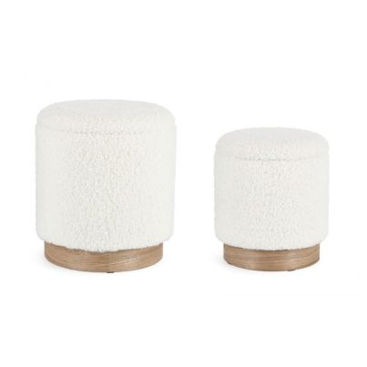 ZOYA SET2  TEDDY WHITE STORAGE POUF