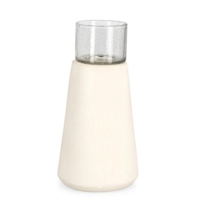 MARDAN WHITE GLASS CANDLE HOLDER H25