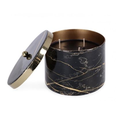 MARSHA BLACK CANDLE W-LID D13,5