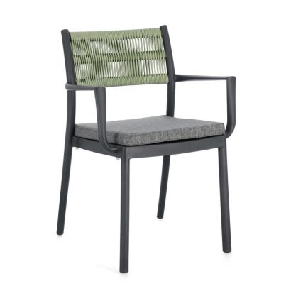 ALVIN CHAIR W-ARM W-CUSH CHARCOAL/GREE