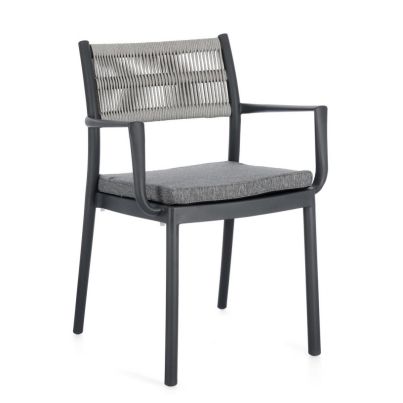 ALVIN CHAIR W-ARM W-CUSH CHARC/LIGH GREY