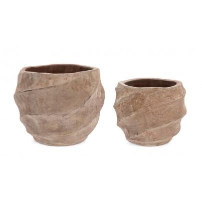 TEIDE SET2 LOW BURNISHED TERRAC VASE H.