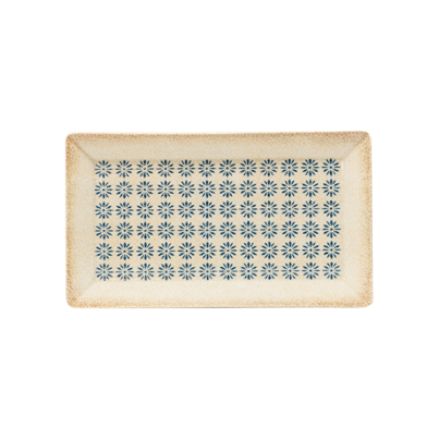 Правоъгълна чиния SATURNIA Table, 29x17,5 см, синя/бежова