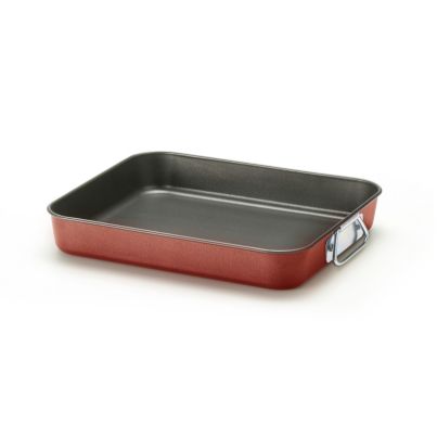 Rectangular Baking Tray AM Rubino, Two Handles, Non-stick, 35 cm, Red