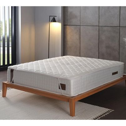 Quilted mattress protector FESTIVAL BAMBU 160x200cm white